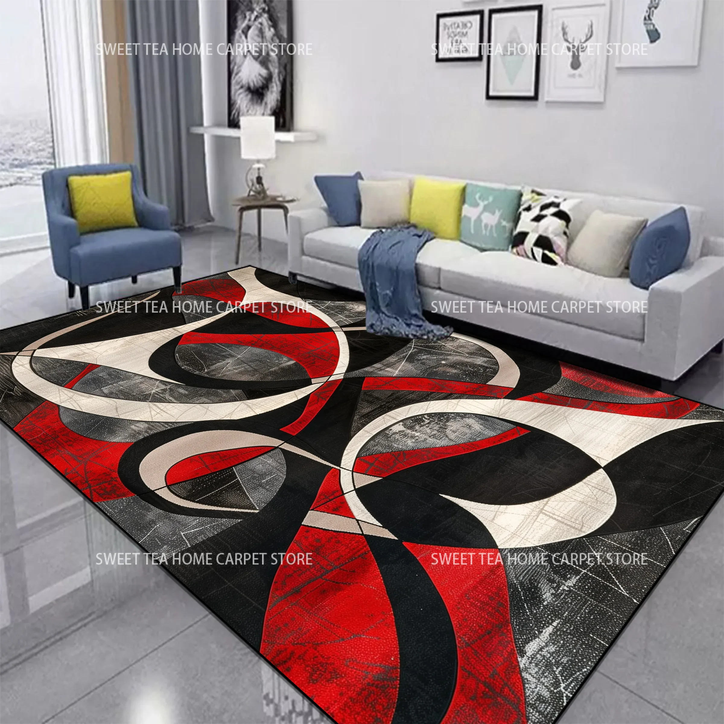 Red Black Swirl Rug Abstract C - Coffee Equipment At Home review and price
